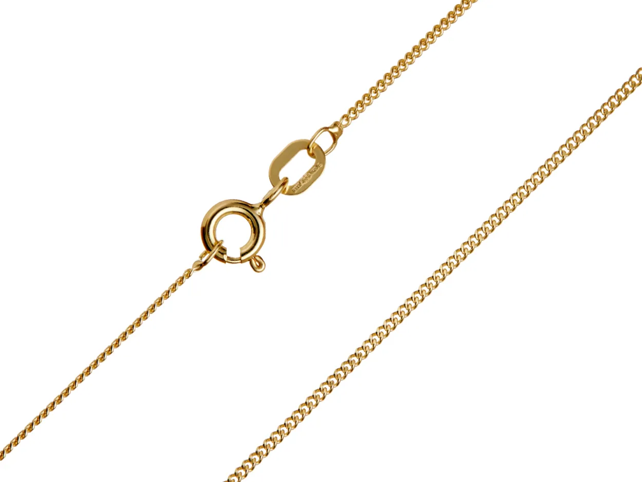 9ct Yellow Gold 0.8mm Diamond Cut Curb Chain 16"/40cm Heavy Hallmarked