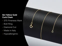 9ct Yellow Gold 0.7mm Diamond Cut Curb Chain 22"/55cm Unhallmarked
