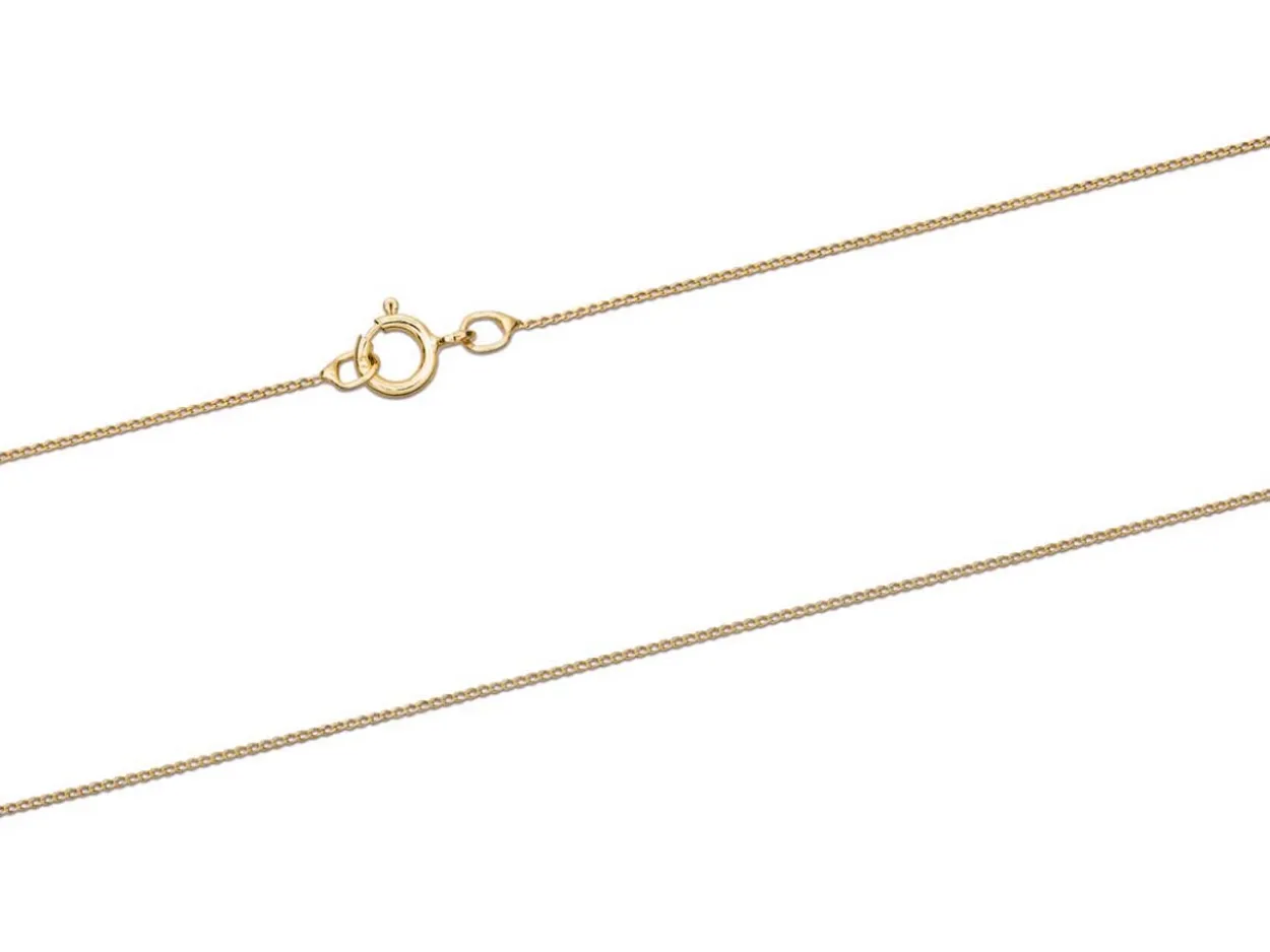 18ct Yellow Gold 0.6mm Diamond Cut Curb Chain 16"/40cm Unhallmarked