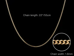 9ct Yellow Gold 1.8mm Diamond Cut Curb Chain 22