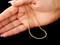 9ct Yellow Gold 2.1mm Diamond Cut Curb Chain 24