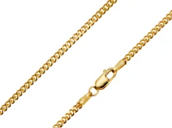 9ct Yellow Gold 2.1mm Diamond Cut Curb Chain 20"/50cm Hallmarked