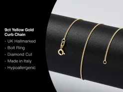 9ct Yellow Gold 0.8mm Diamond Cut Curb Chain 22"/55cm Heavy Hallmarked