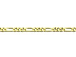 9ct Yellow Gold 1.3mm Diamond Cut Figaro Chain 16