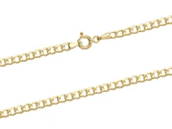 9ct Yellow Gold 3.3mm Diamond Cut Hollow Curb Chain 18"/45cm Hallmarked