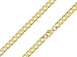 9ct Yellow Gold 6.5mm Diamond Cut Metric Curb Chain 16"/40cm Hallmarked