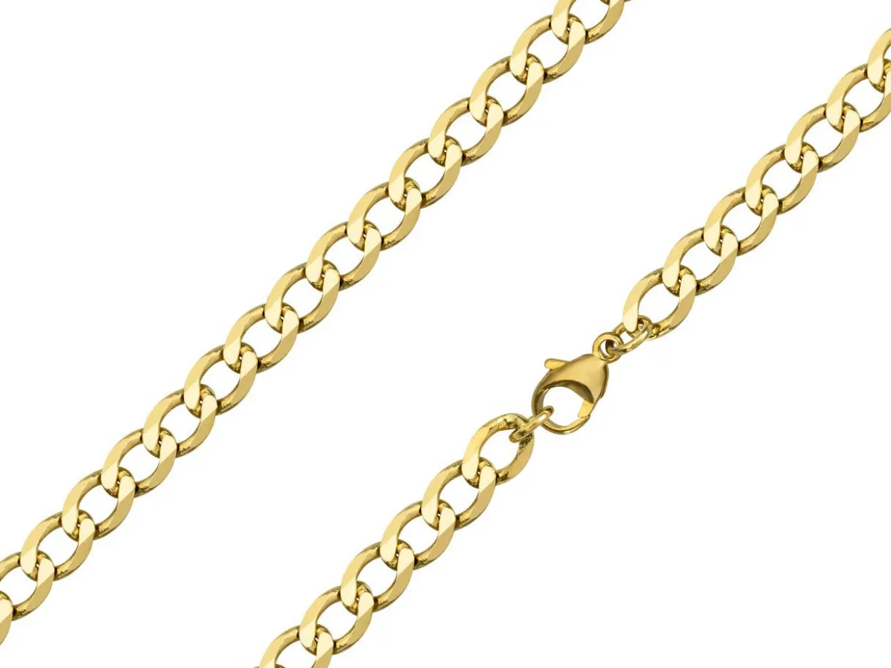 9ct Yellow Gold 5.7mm Diamond Cut Metric Curb Chain 18"/45cm Hallmarked
