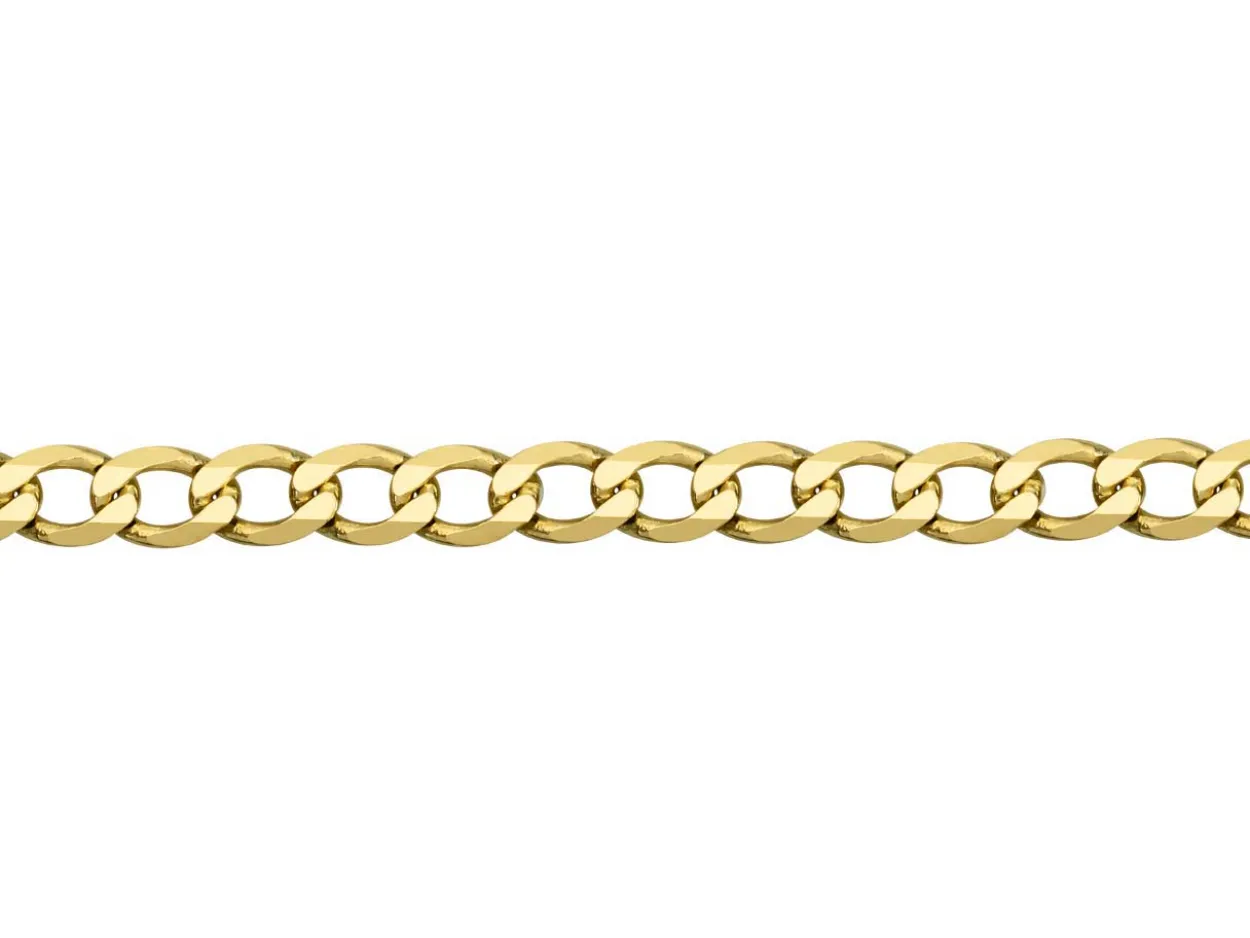 9ct Yellow Gold 5.7mm Diamond Cut Metric Curb Chain 18"/45cm Hallmarked
