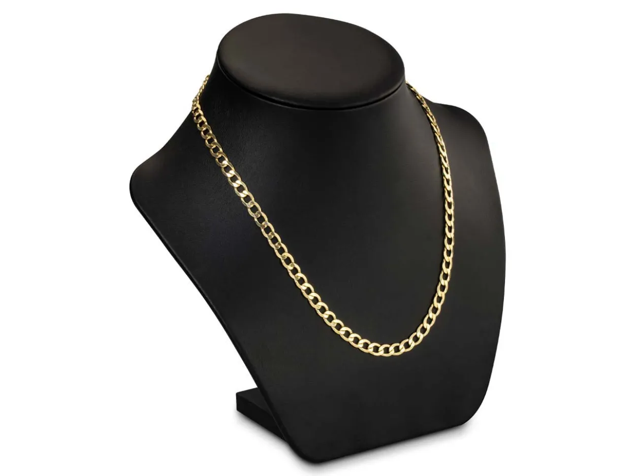9ct Yellow Gold 5.7mm Diamond Cut Metric Curb Chain 18"/45cm Hallmarked