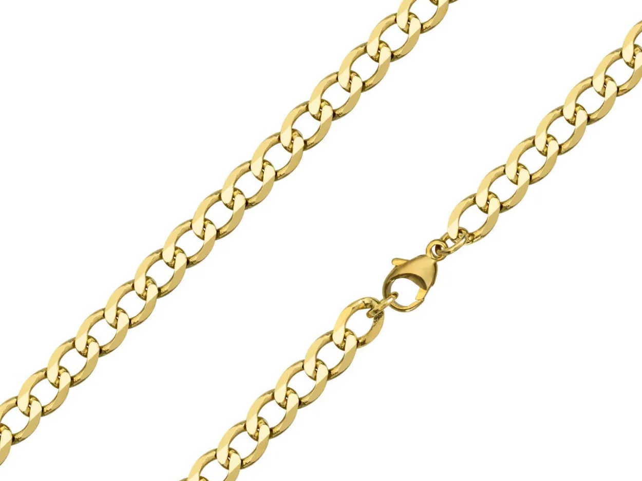 9ct Yellow Gold 5.7mm Diamond Cut Metric Curb Chain 16"/40cm Hallmarked