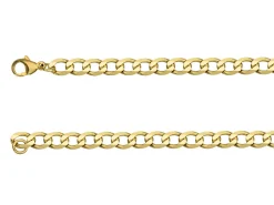 9ct Yellow Gold 5.7mm Diamond Cut Metric Curb Chain 16"/40cm Hallmarked