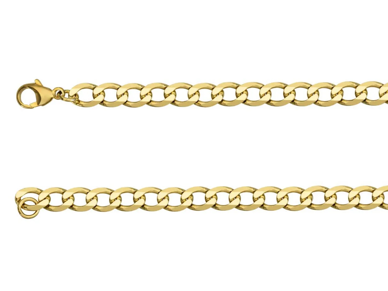 9ct Yellow Gold 5.7mm Diamond Cut Metric Curb Chain 16"/40cm Hallmarked