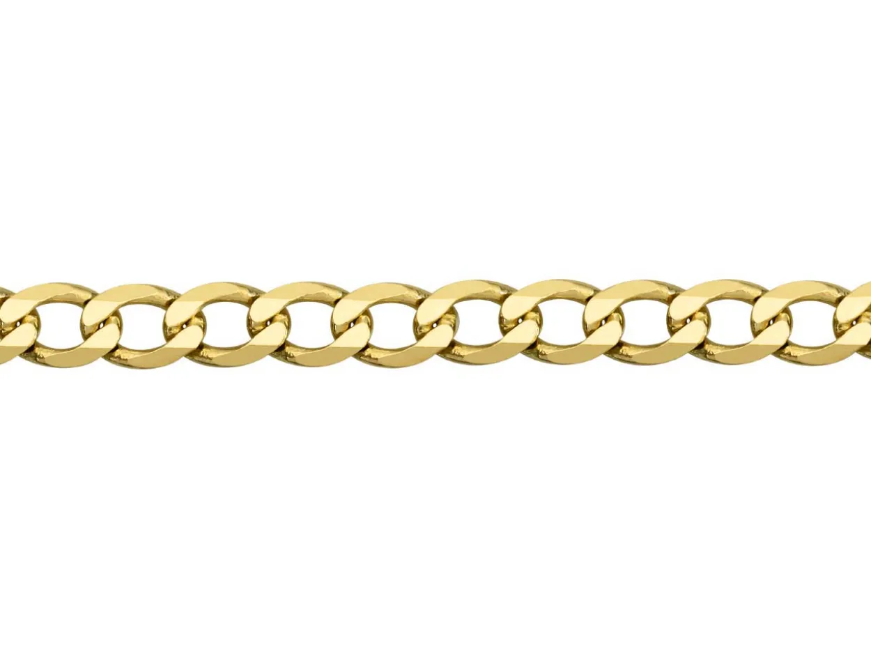 9ct Yellow Gold 5.7mm Diamond Cut Metric Curb Chain 16"/40cm Hallmarked