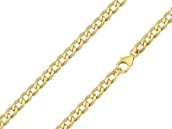 9ct Yellow Gold 5.5mm Diamond Cut Metric Curb Chain 16"/40cm Hallmarked