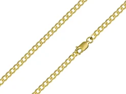 9ct Yellow Gold 3.0mm Diamond Cut Metric Curb Chain 18"/45cm Hallmarked