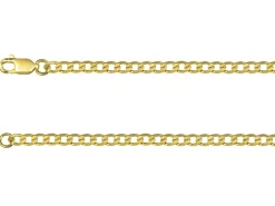 9ct Yellow Gold 3.0mm Diamond Cut Metric Curb Chain 18"/45cm Hallmarked