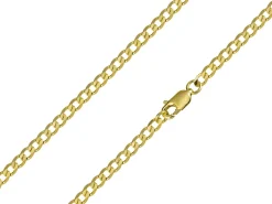 9ct Yellow Gold 3.0mm Diamond Cut Metric Curb Chain 16"/40cm Hallmarked