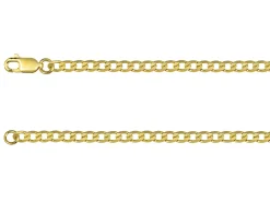 9ct Yellow Gold 3.0mm Diamond Cut Metric Curb Chain 16"/40cm Hallmarked