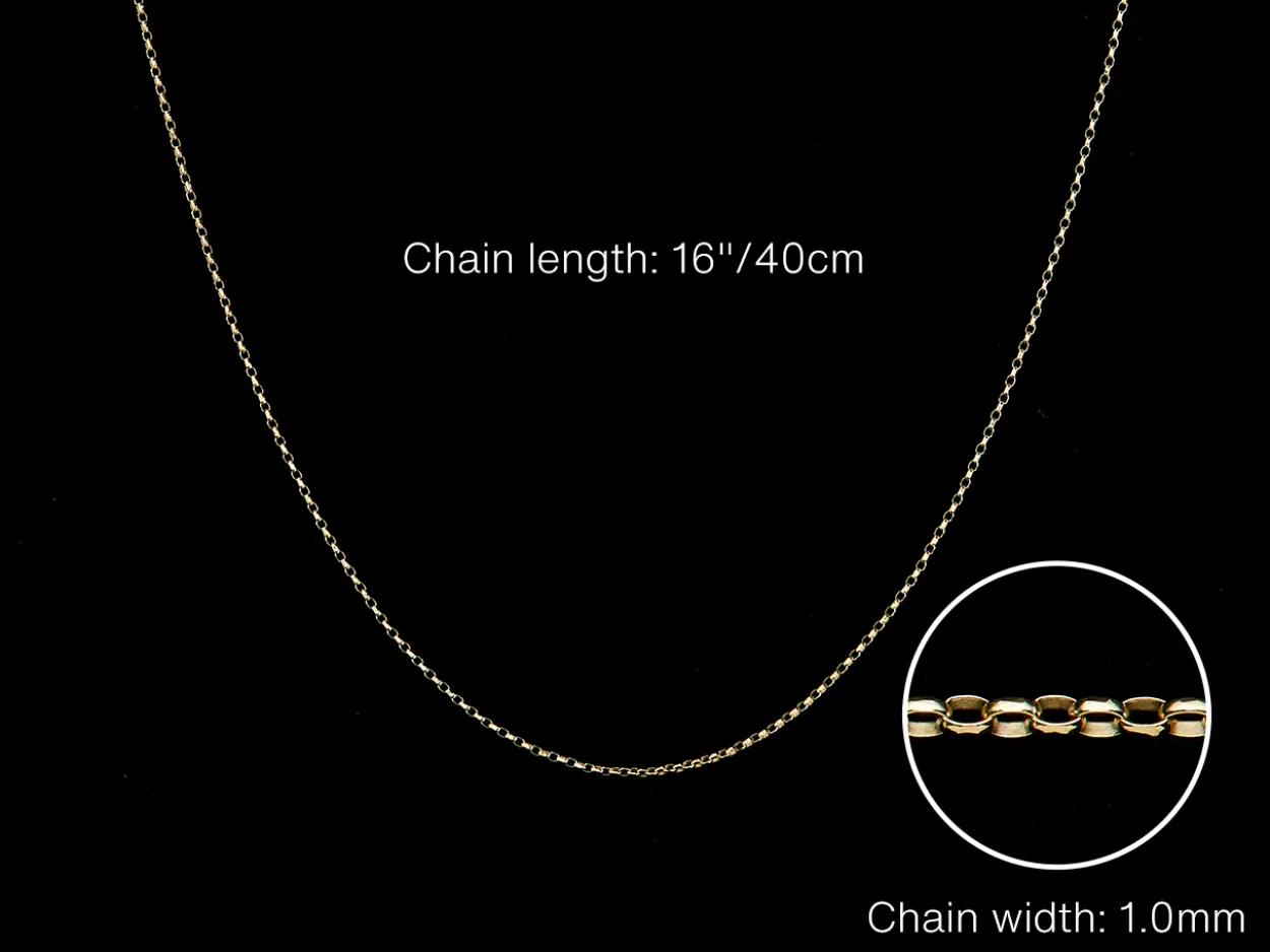 9ct Yellow Gold 1.0mm Diamond Cut Oval Belcher Chain 16"/40cm Hallmarked