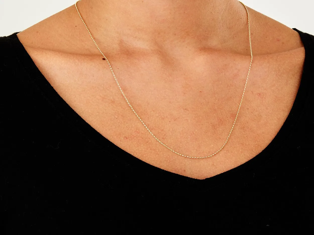 9ct Yellow Gold 1.0mm Diamond Cut Oval Belcher Chain 16"/40cm Hallmarked