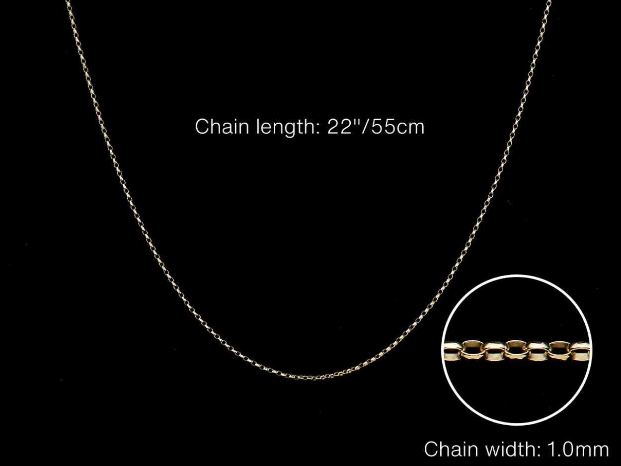 9ct Yellow Gold 1.0mm Diamond Cut Oval Belcher Chain 22"/55cm Hallmarked