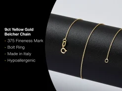 9ct Yellow Gold 0.8mm Diamond Cut Oval Belcher Chain 18"/45cm Unhallmarked