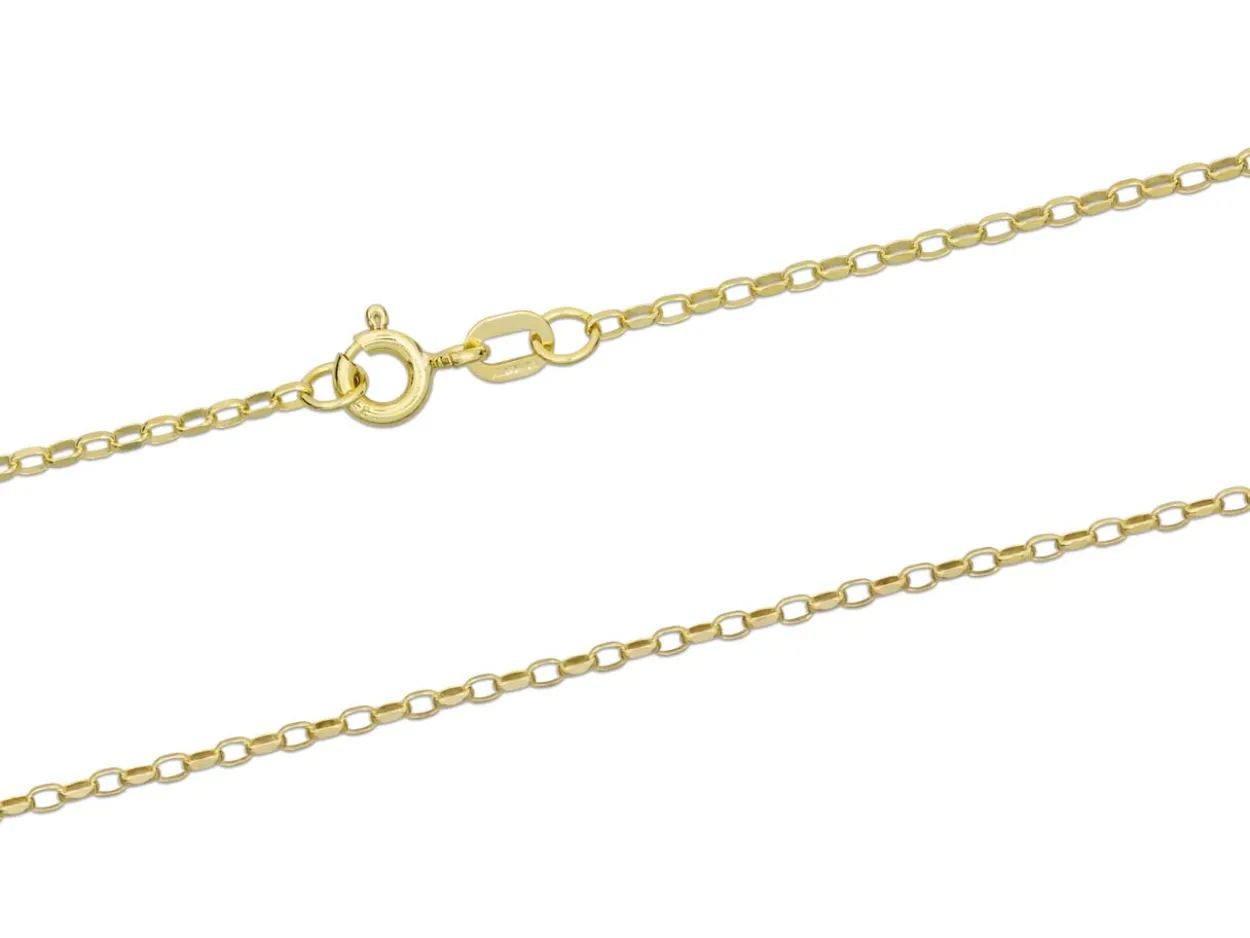 9ct Yellow Gold 1.5mm Diamond Cut Oval Belcher Chain 16"/40cm Hallmarked