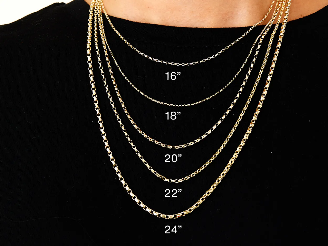 9ct Yellow Gold 1.5mm Diamond Cut Oval Belcher Chain 16"/40cm Hallmarked