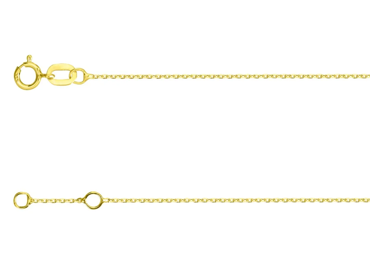 9ct Yellow Gold 0.8mm Diamond Cut Oval Trace Bracelet With Extender 7-8"/17-18cm Unhallmarked