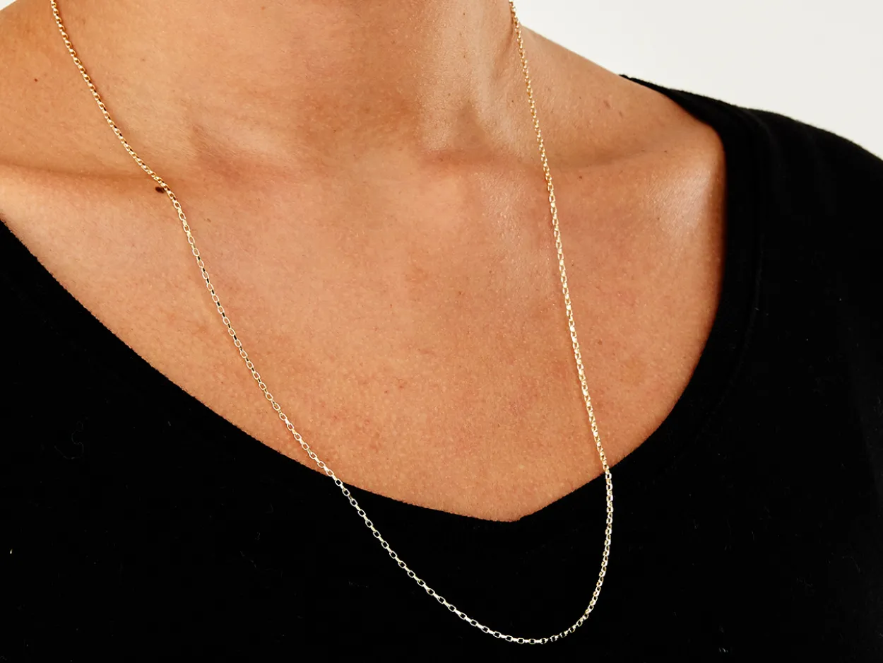 9ct Yellow Gold 1.5mm Diamond Cut Oval Belcher Chain 24"/60cm Hallmarked