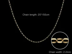 9ct Yellow Gold 2.2mm Diamond Cut Oval Belcher Chain 20