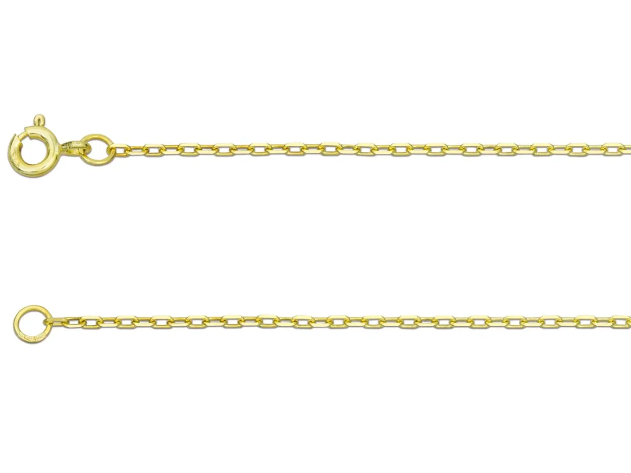 9ct Yellow Gold 1.5mm Diamond Cut Oval Trace Chain 16"/40cm Hallmarked
