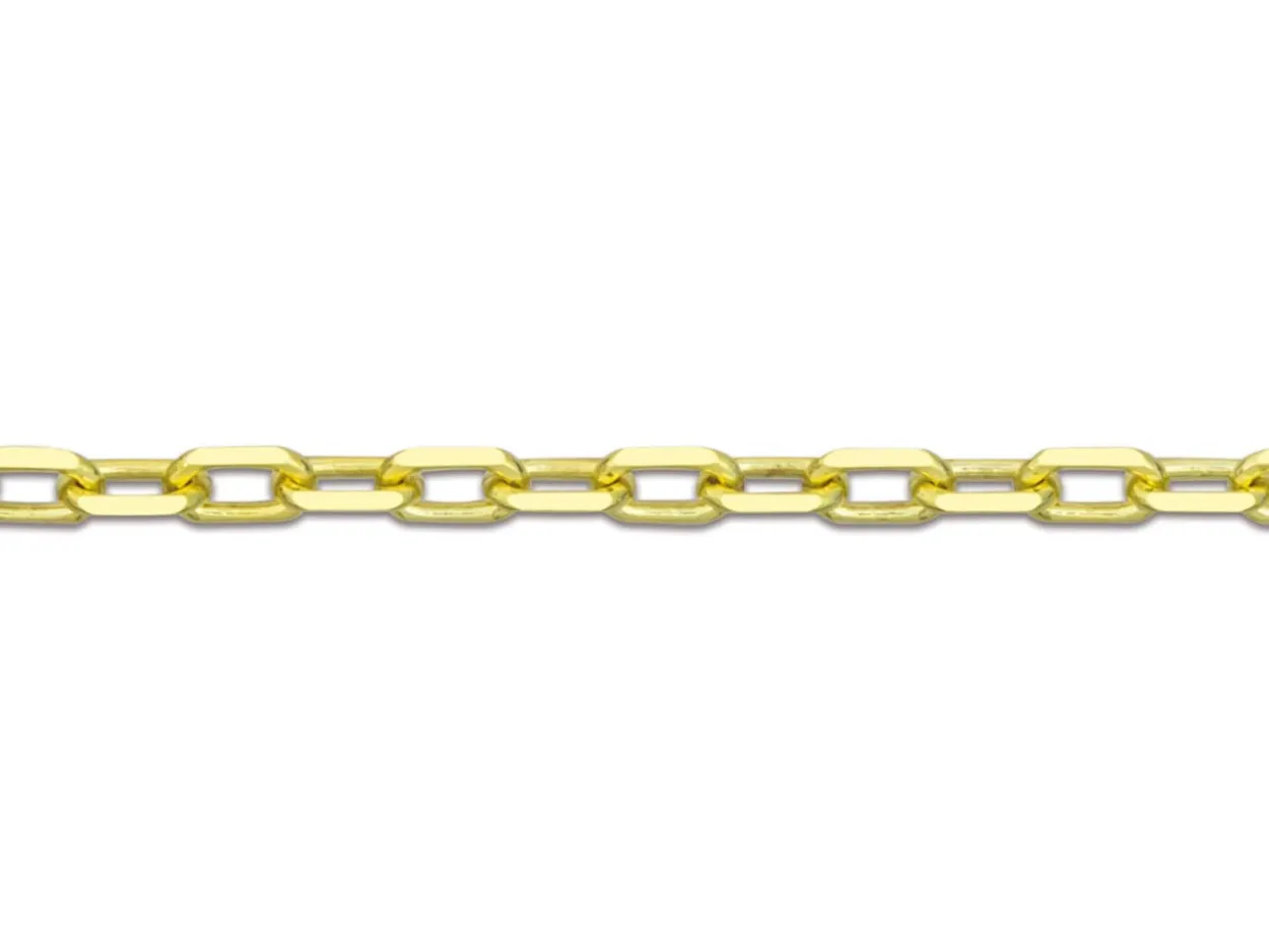 9ct Yellow Gold 1.5mm Diamond Cut Oval Trace Chain 16"/40cm Hallmarked