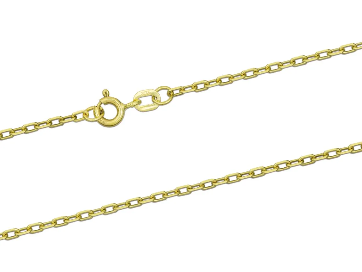 9ct Yellow Gold 2.0mm Diamond Cut Oval Trace Chain 16"/40cm Hallmarked