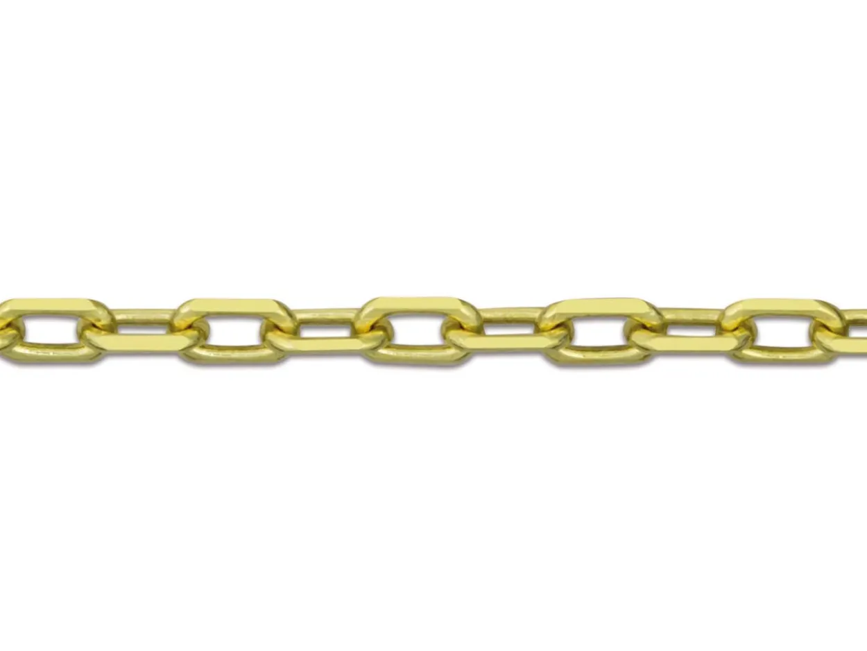 9ct Yellow Gold 2.0mm Diamond Cut Oval Trace Chain 16"/40cm Hallmarked