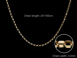 9ct Yellow Gold 3.1mm Diamond Cut Oval Belcher Chain 24
