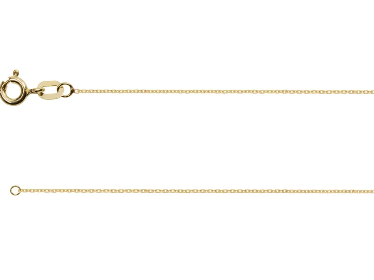 18ct Yellow Gold 0.8mm Diamond Cut Oval Trace Chain 16"/40cm Hallmarked