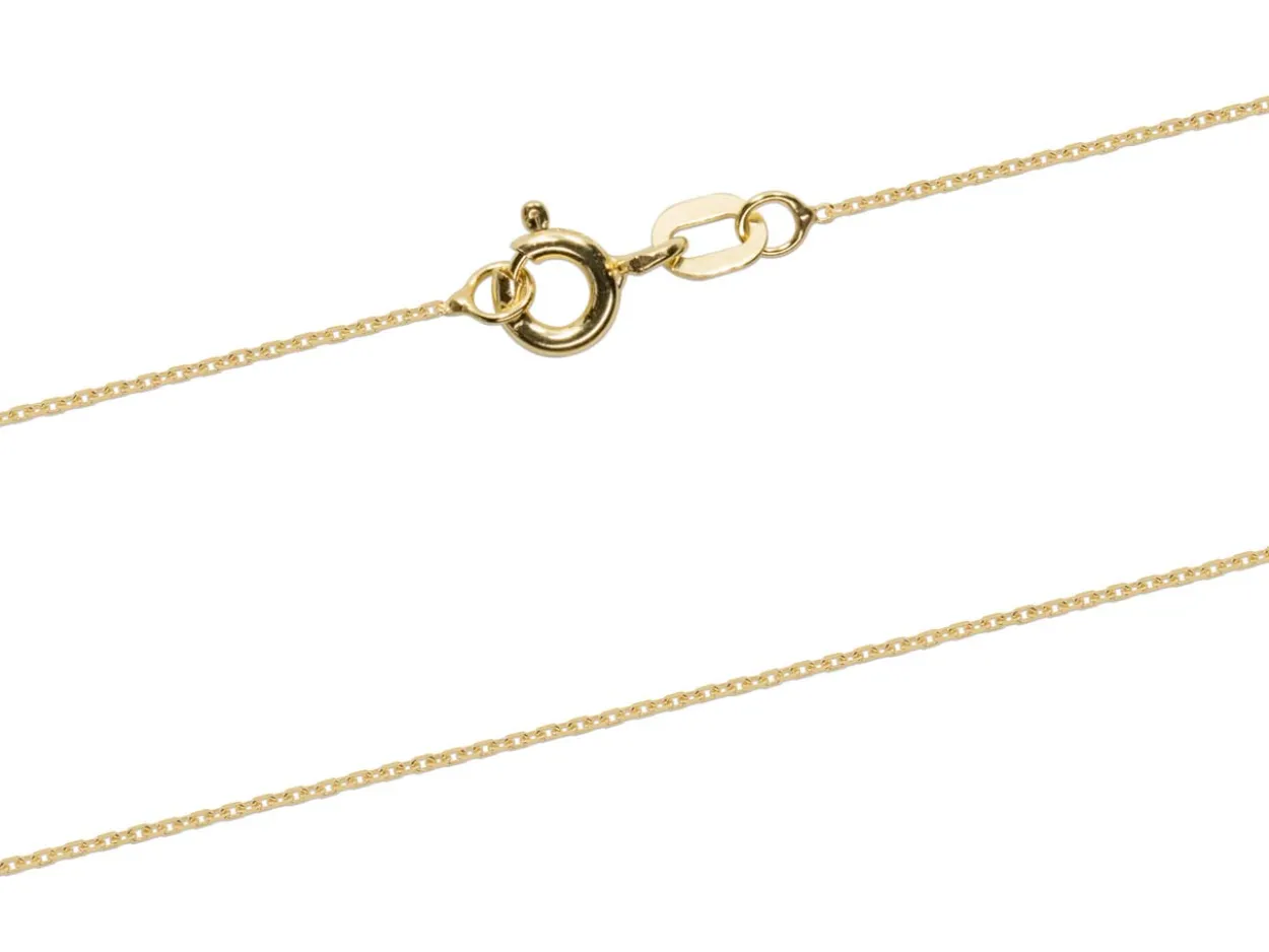 18ct Yellow Gold 0.8mm Diamond Cut Oval Trace Chain 16"/40cm Hallmarked