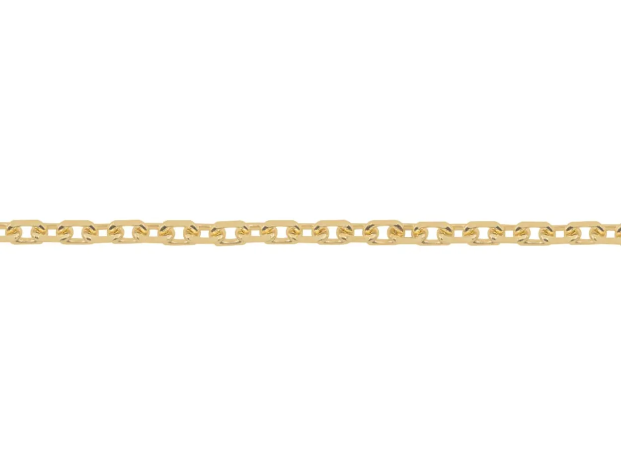 18ct Yellow Gold 0.8mm Diamond Cut Oval Trace Chain 16"/40cm Hallmarked