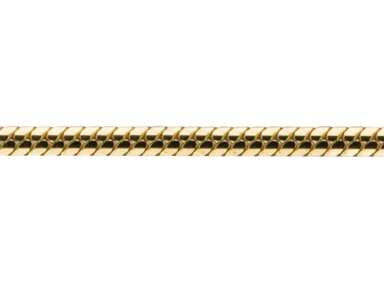 9ct Yellow Gold 1.2mm Diamond Cut Round Snake Chain Loose Unhallmarked