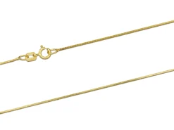 9ct Yellow Gold 0.7mm Diamond Cut Square Snake Chain 18"/45cm Hallmarked