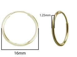 14ct Yellow Gold 17.0mm Endless Sleeper Hoops, Pack Of 2