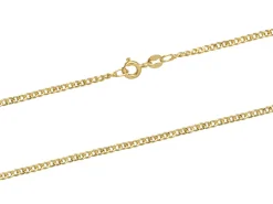 9ct Yellow Gold 1.8mm Filed Hollow Curb Chain 16"/40cm Extra Light Hallmarked