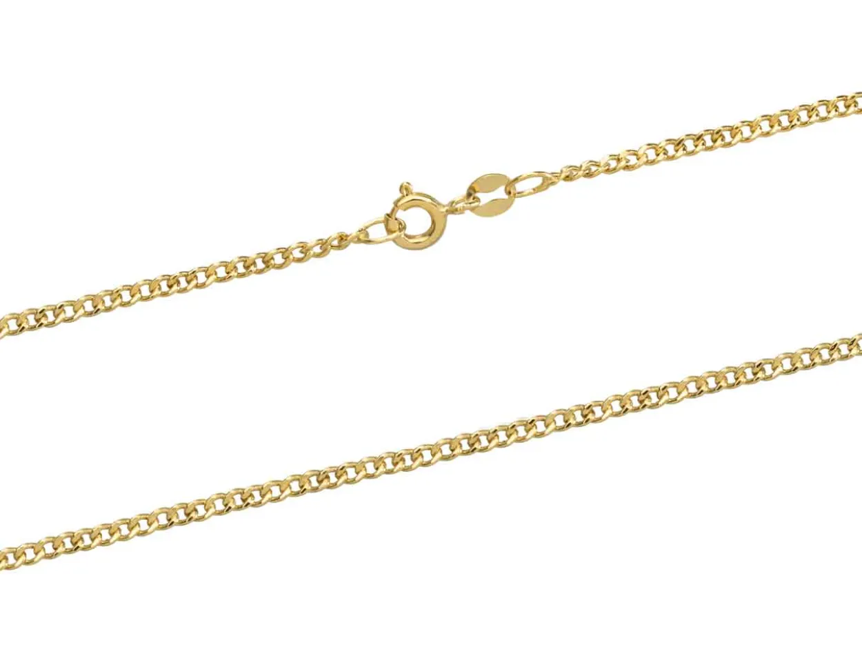 9ct Yellow Gold 1.8mm Filed Hollow Curb Chain 16"/40cm Extra Light Hallmarked