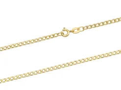 9ct Yellow Gold 2.3mm Filed Hollow Curb Chain 18"/45cm Extra Light Hallmarked