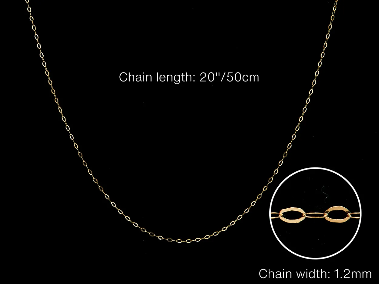 9ct Yellow Gold 1.2mm Flat Filed Oval Trace Chain 20"/50cm Unhallmarked