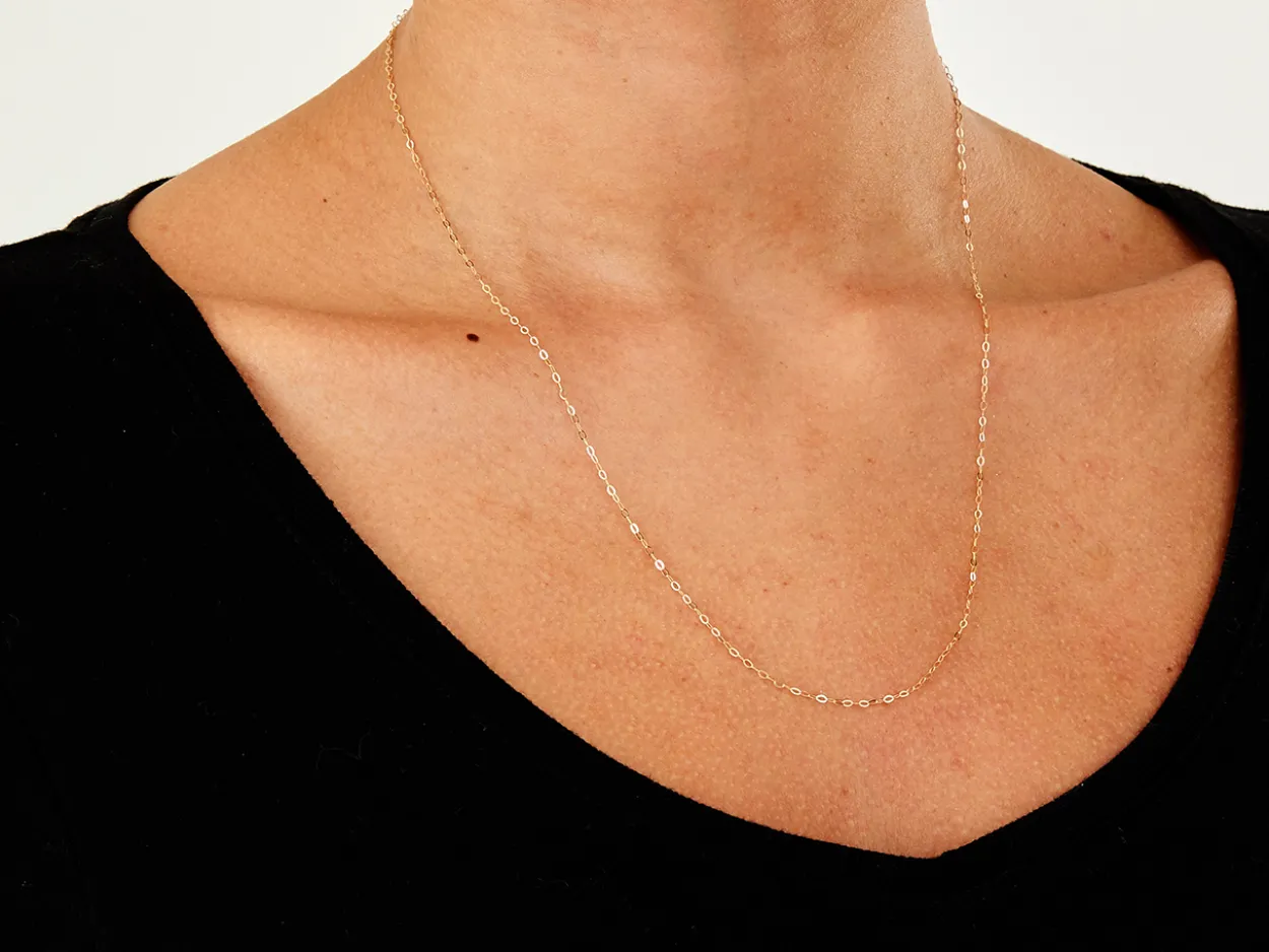 9ct Yellow Gold 1.2mm Flat Filed Oval Trace Chain 20"/50cm Unhallmarked