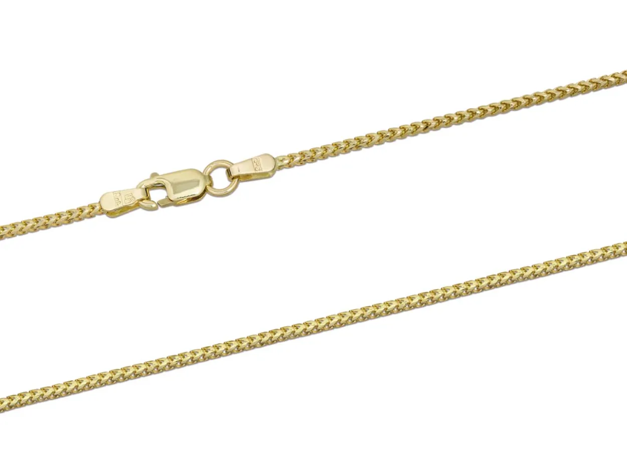 9ct Yellow Gold 1.3mm Franco Chain 16"/40cm Hallmarked