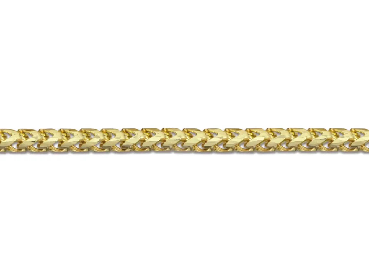 9ct Yellow Gold 1.3mm Franco Chain 16"/40cm Hallmarked
