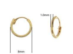 9ct Yellow Gold 8.0mm Hinged Sleeper Superlight Hoops, Pack Of 2, 100% Recycled Gold